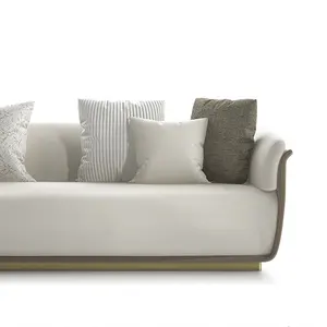 Modern Light Luxury Style 5 Seater Fabric Sofa Set High Density Foam Upholstered Cushion