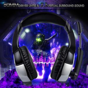Nuevo <span class=keywords><strong>ONIKUMA</strong></span> Auriculares Gaming Stereo K5 <span class=keywords><strong>pro</strong></span> Auriculares de Diadema con microfono con 3.5 mm Jack Luz LED para PC azul - Product Image 2