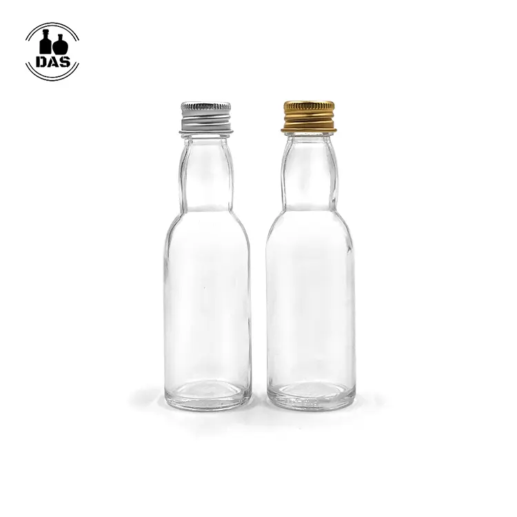 Ronde Mini Miniatuur Drank Flessen 40Ml Clear Mini Lege Glazen Flessen Alcohol Met Caps