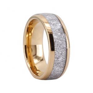 CHENG JEWELERS Anelli da Uomo in Carburo di Tungsteno Placcati Blu con Intarsio Imitazione Meteorite Lucidato a Cupola - Product Image 2