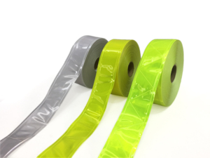 Feuille de PVC <span class=keywords><strong>rétro</strong></span> <span class=keywords><strong>réfléchissante</strong></span> haute brillance garniture <span class=keywords><strong>jaune</strong></span> citron vert fluorescent ruban d'avertissement à coudre en verre - Product Image 4