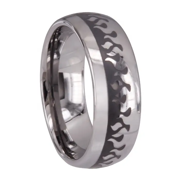 CHENG JEWELERS WHOLESALES laser design high polished tungsten steel silver rings men old design