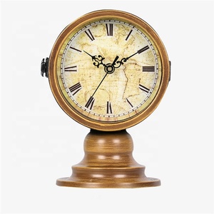 Orologio Da Tavolo in metallo Double Sided Mappa Del Mondo Vintage Vendita Calda Antico Oro 1pc Batteria <span class=keywords><strong>AA</strong></span> Stile Antico Del Quarzo Antico oro Europa