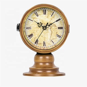 Metal Desk Clock Double Sided World Map Vintage Hot Sale Antique Golden 1pc AA Battery Antique Style Quartz Antique Gold Europe