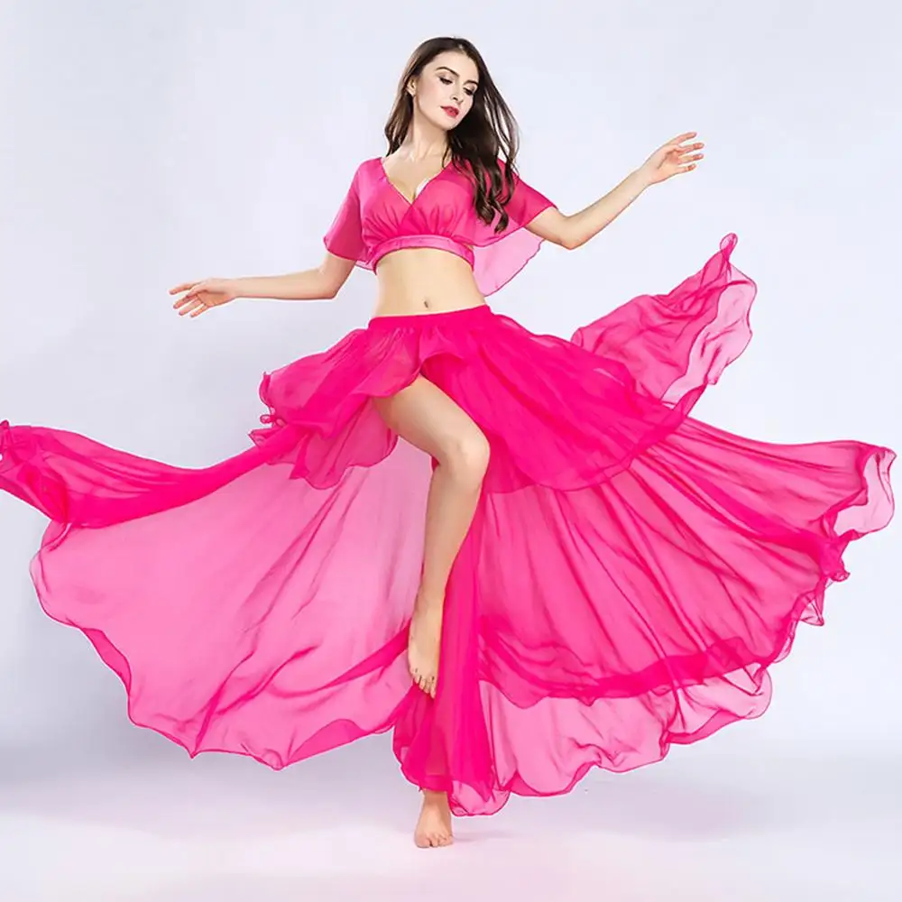 BestDance Kostum Tari Perut Arab, Rok Suku Sifon Satu Sisi, Rok Dansa Ballroom