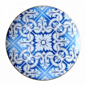 Blu Commercio All'ingrosso di Ceramica 12 pollice Caricatore Piatto Da Sposa Noleggio Con Logo - Product Image 1