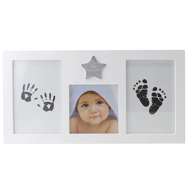Kit de marco de huella y huella para bebé, regalo para bebé, huella impresa a mano y recuerdo de huella
