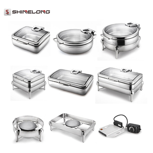 Hotel Banquet Electric Food Warmer Oblong Chafing Dish <strong>with</strong> Stainless Steel <strong>Buffet</strong> <strong>Tray</strong> &amp; Glass <strong>Lid</strong> - Product Image 5