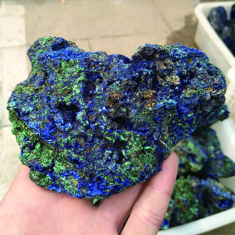 Wholesale Rough Blue Azurite Crystal Specimen Raw Stone Azurite And Malachite Mineral Specimen for home decoration