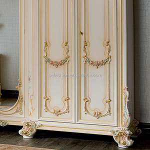 OE-FASHION in legno massello Europeo oro dipinto a sei-porta scorrevole <span class=keywords><strong>armadio</strong></span> Francese <span class=keywords><strong>con</strong></span> <span class=keywords><strong>specchio</strong></span> <span class=keywords><strong>armadio</strong></span> di stoccaggio - Product Image 3