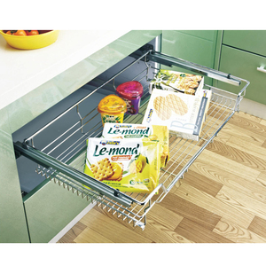 WELLTOP Kitchen Organizer Cabinet Systems Chrome <strong>Wire</strong> <strong>Basket</strong> <strong>Basket</strong> Iron Kitchen Storage VT-09.440 <strong>Drawers</strong> Pull Out Metal Modern - Product Image 5