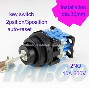 Dia.30mm 3 posição do interruptor chave 2 posição de bloqueio operado selector botão interruptor 10A 600 V