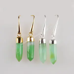 G1353 Gold Plated Australia Jade Faceted Point Earrings earrings for women jade hoop earrings