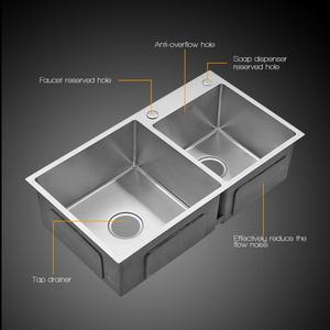 Moderno commerciale multiuso in acciaio inox lavello cucina ristorante lavelli doppi lavandini - Product Image 4