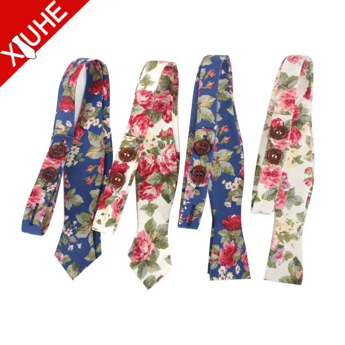 Fashion Mens Print Cotton Floral Buckles Self Tie Bow Tie for Custom