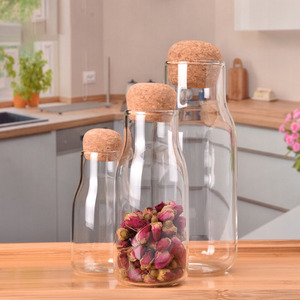 Barattolo di vetro borosilicato alto con coperchio in sughero a tenuta d'aria cibo/caffè/caramelle farmacia bagno Qtip porta spezie <span class=keywords><strong>cucina</strong></span> Back School - Product Image 6