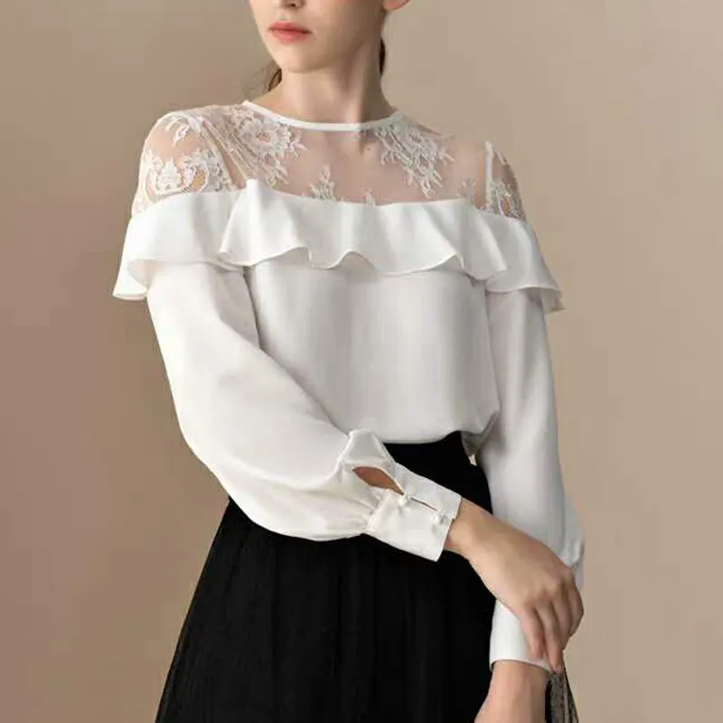 frilly elegant formal blouse patterns white fitted shirt online