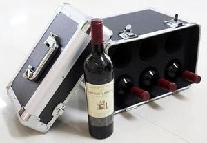 Coffret à vin personnalisé en PU et alliage d'aluminium pour le <span class=keywords><strong>transport</strong></span> en voiture, taille personnalisée et mousse pré-découpée, rangement et coffrets à outils - Product Image 3