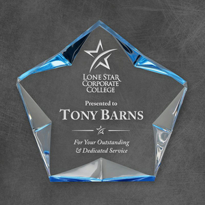 Laser Đánh Dấu Rắn Giải Thưởng Acrylic Rõ Ràng Lucite Vòng Tròn Trophy Khối với Màu Xanh Accent - Product Image 6