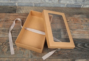 Recycled Custom logo Printing Brown Kraft Paper <strong>Towel</strong> Packaging Gift <strong>Box</strong> with Ribbon,kraft paper <strong>Box</strong> with Pvc Window - Product Image 4