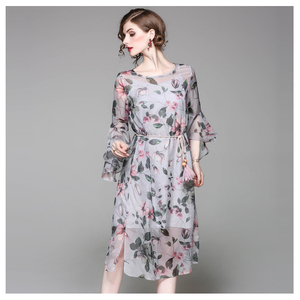 Personalizado <span class=keywords><strong>de</strong></span> nuevo estilo chifón moda Vintage negro vestido para dama - Product Image 3