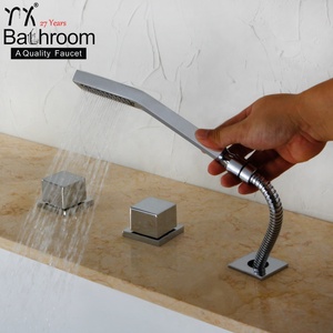 5 trous alimenté par mitigeur <span class=keywords><strong>salle</strong></span> <span class=keywords><strong>de</strong></span> <span class=keywords><strong>bain</strong></span> baignoire <span class=keywords><strong>douche</strong></span> d'eau ensemble LED Cascade upc Baignoire Robinet - Product Image 6