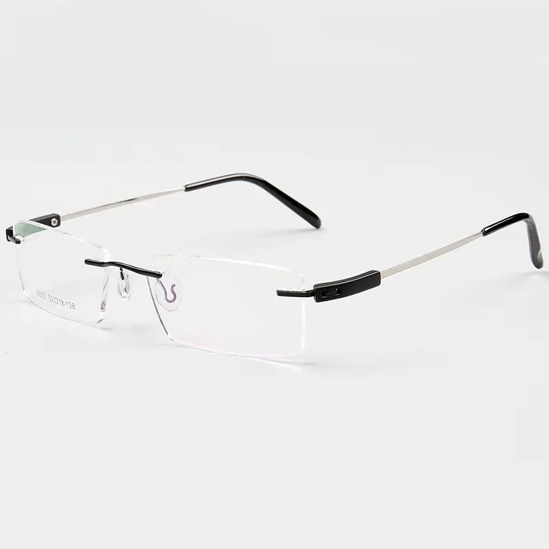 Lunettes sans bords, nouveau design de luxe, cadres optiques en acier inoxydable 2019, vente en gros, 8833