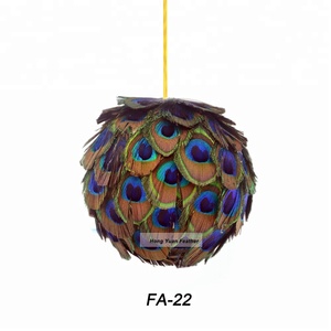 Chirtsmas decorations colorful feather hanging ornament peacock feather ball - Product Image 3