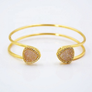 Hot bán cổ điển tam giác druzy đá mở Cuff Bangles vàng có thể điều chỉnh lấp lánh Zircon Vòng đeo tay quyến rũ cho phụ nữ - Product Image 1