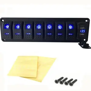 Interruptor automotivo de 8 gang, interruptor de balanço automático led, interruptor de painel para rv, barco, iate, disjuntor 12 -24 v