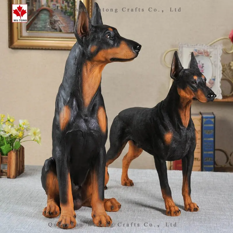 Custom Resin Life Like Doberman Pinscher Animal Statues Dog Sculpture