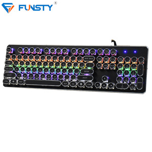 Vintage <span class=keywords><strong>Macchina</strong></span> <span class=keywords><strong>Da</strong></span> <span class=keywords><strong>Scrivere</strong></span> Bianca Illuminata Retroilluminato Gaming Keyboard Con Steampunk Retro Tasti Rotondi - Product Image 3