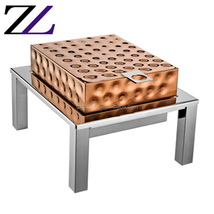 Equipo de catering indio <span class=keywords><strong>Buffet</strong></span> Chauffant eléctrico de lujo 4L plato de frotamiento martillado a mano de acero al carbono <span class=keywords><strong>Wok</strong></span> cobre Cheffing plato - Product Image 2