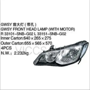 OEM R 33101-SNB-G02 L 33151-SNB-G02สำหรับ HONDA CIVIC ชาวต่างชาติรุ่น AUTO รถ GWSY ด้านหน้าโคมไฟ (มอเตอร์)