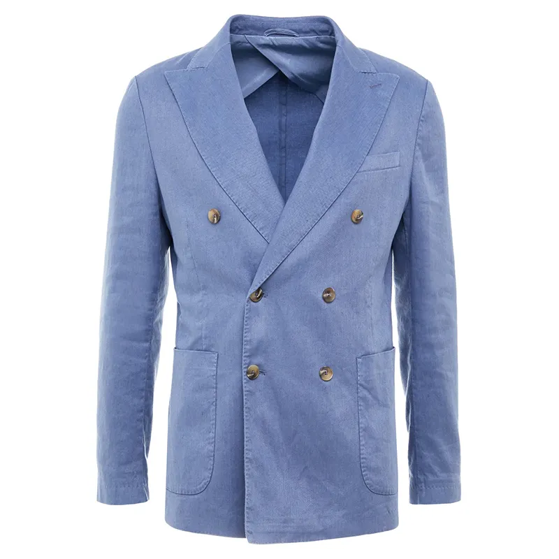 Top Grade Double Breasted Elegant Blazer Men Blue Blazer For Men Slim Fit Men Suits