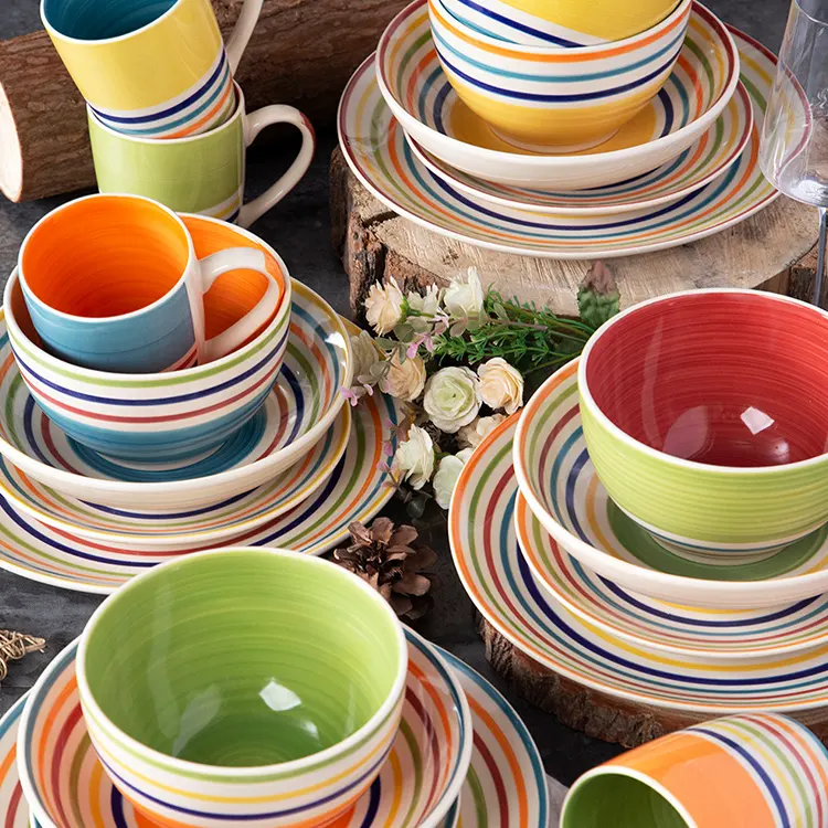 Italian dinner sets style wholesale simple hand paint 16 pcs ceramic dinnerware set