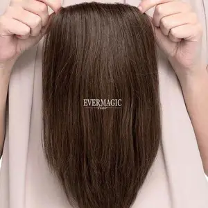 Ujung Rambut Palsu Wanita, Hiasan Rambut Dasar Sutra Warna Coklat Gelap untuk Penipis Rambut Wanita Ukuran Berbeda Klip Di Atas