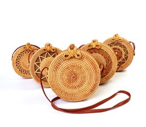 Bolso de Paja Redondo Estilo <span class=keywords><strong>Boho</strong></span> <span class=keywords><strong>Chic</strong></span> Natural de Fábrica, Bolso de Ratán, Bolso de Bambú - Product Image 1