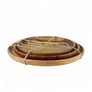 Redonda al por mayor de madera de acacia platos para la cena en - Product Image 2