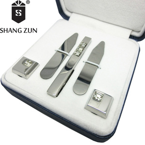 Collar de plata Refuerzos Tie Clip Gemelos de Alta Calidad Tie Pin CuffLinks Conjunto Collar <span class=keywords><strong>Estancias</strong></span> Hombres Joyería Regalos - Product Image 2