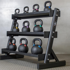 Equipo de culturismo para gimnasio, estante de almacenamiento de <span class=keywords><strong>Kettlebell</strong></span> de 3 capas, Comercial