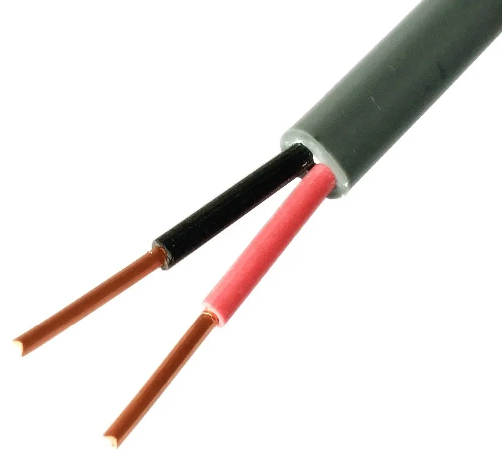 Cable eléctrico de construcción plana, tubo de aislamiento de PVC, 2x1,5 MM, 300/500V, cobre sólido desnudo/CCA