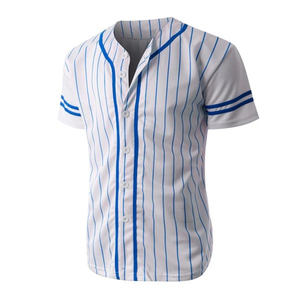 Wholesale personalised V-neck button stripe Sublimation Jersey Baseball - Product Image 1