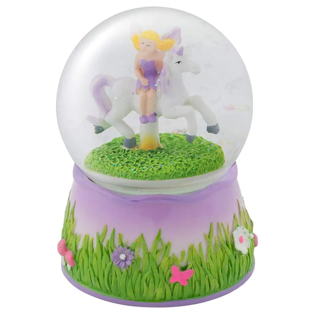 Purple Fairy and Unicorn Rotating Figurine 100MM Water Globe