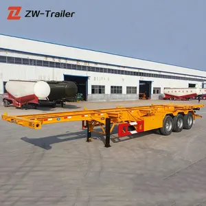 ZW Group 3 sumbu 20ft 40ft container chassis skeleton semi trailer dengan kunci kontainer