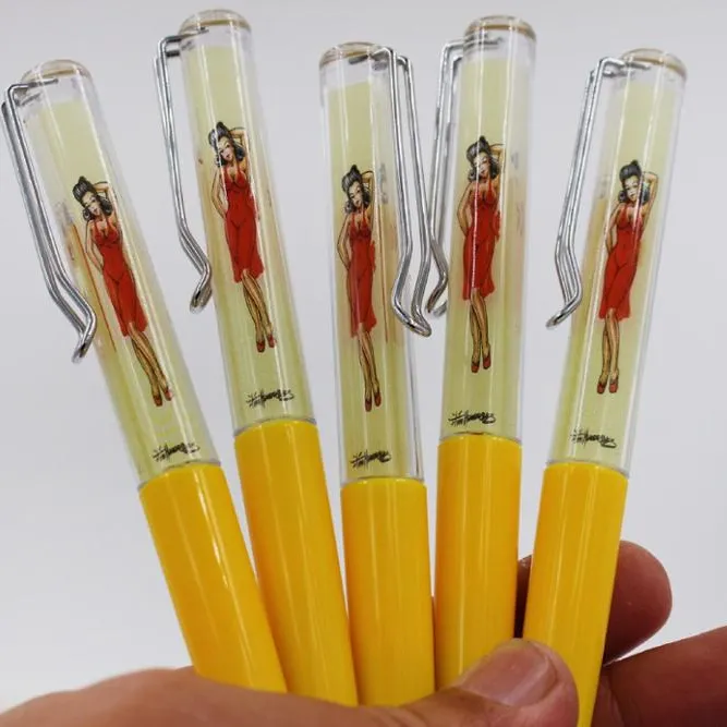 Vendita calda saxy girl women strip off dress naked gift promozionale 3D/2D PVC floater pen gadget pen penna liquida promozionale