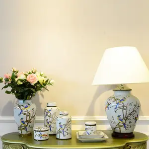 Classical ceramic led light table decoration porcelain light