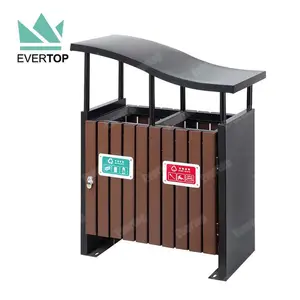 Outdoor Trash Can Woodview Outdoor Recycling Trash Can With Dual Litter Bin Trash Bin Plastic Wood Outdoor Double Trashcan