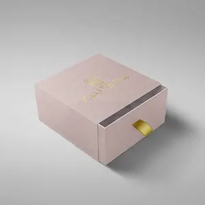 Commercio all'ingrosso di colore rosa di lusso personalizzato cartone marmo gioielli cassetto scorrevole regalo scatola di carta con il marchio in oro rosa caldo/hot stampaggio