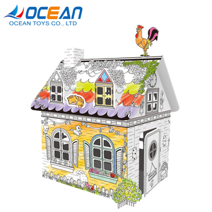 Niños <span class=keywords><strong>3D</strong></span> rompecabezas DIY cartón Casa de color del Doodle del Aqua con jadeo pluma - Product Image 1